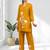 Women's cotton, linen mustard embroidered short kurta with pant
