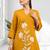 Women's cotton, linen mustard embroidered short kurta with pant