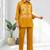 Women's cotton, linen mustard embroidered short kurta with pant
