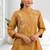 Women's cotton, linen coral embroidered short kurta with pant