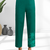 Women's cotton, linen green embroidered short kurta with pant