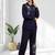 Women's silk navy embroidered short kurta with pant
