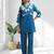Women's silk teal embroidered short kurta with pant
