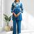 Women's silk teal embroidered short kurta with pant