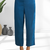 Women's silk teal embroidered short kurta with pant
