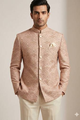 Pastel pitch color embroidery jodhpuri for men | premium designer bandhgala ethnic wear