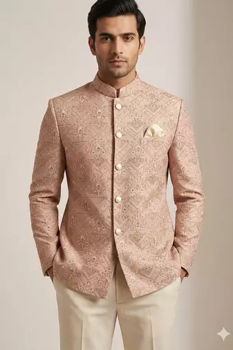 Pastel pitch color embroidery jodhpuri for men | premium designer bandhgala ethnic wear
