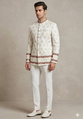 Trendy white asthetic embroidered jodhpuri for men | premium designer bandhgala ethnic wear 1