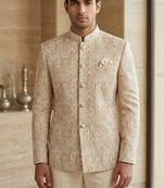 Beige color asthetic embroidered jodhpuri for men | premium designer bandhgala ethnic wear