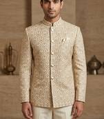 Golden color traditional embroidered jodhpuri for men | premium designer bandhgala ethnic wear
