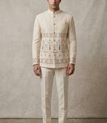 Beige embroidery jodhpuri for men | premium designer bandhgala ethnic wear