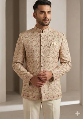 Golden multicolor embroidery jodhpuri for men | premium designer bandhgala ethnic wear 1