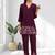 Women's silk wine embroidered short kurta with pant
