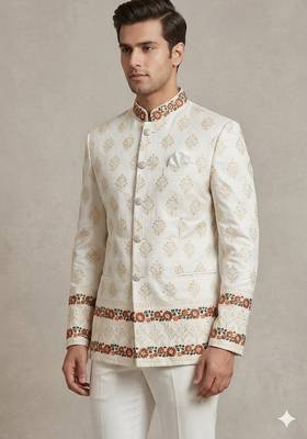 Trendy white asthetic embroidered jodhpuri for men | premium designer bandhgala ethnic wear 2