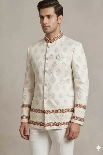 Trendy white asthetic embroidered jodhpuri for men | premium designer bandhgala ethnic wear