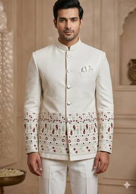 Classy white daman jodhpuri for men | premium designer bandhgala ethnic wear 1