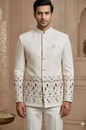 Classy white daman jodhpuri for men | premium designer bandhgala ethnic wear