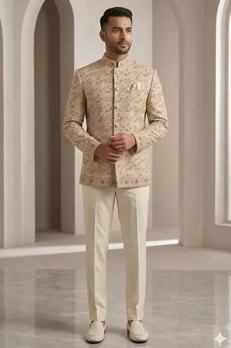 Golden multicolor embroidery jodhpuri for men | premium designer bandhgala ethnic wear