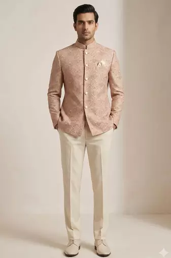 Pastel pitch color embroidery jodhpuri for men | premium designer bandhgala ethnic wear
