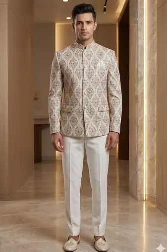 Traditional white color embroidery jodhpuri for men | premium designer bandhgala ethnic wear