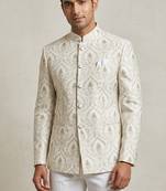 White classy silver embroidery jodhpuri for men | premium designer bandhgala ethnic wear