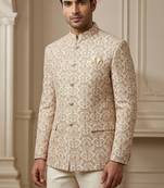 Beige color multicolor embroidery jodhpuri for men | premium designer bandhgala