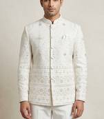 Off white classy daman embroidery jodhpuri for men | premium designer bandhgala ethnic wear