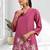 Women's silk pink embroidered short kurta with pant