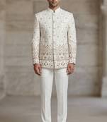 White classy embroidery jodhpuri for men | premium designer bandhgala ethnic wear