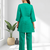 Women's cotton, linen sea green embroidered short kurta with pant