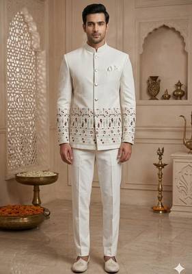 Classy white daman jodhpuri for men | premium designer bandhgala ethnic wear 2