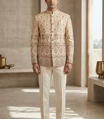 Golden color traditional embroidery jodhpuri for men | premium designer bandhgala ethnic wear