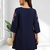 Women's cotton, linen navy blue embroidery short kurta with pant