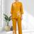 Women's cotton, linen mustard embroidered short kurta with pant