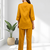 Women's cotton, linen mustard embroidered short kurta with pant