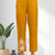 Women's cotton, linen mustard embroidered short kurta with pant