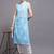 Women sky blue printed cotton kurta