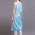 Women sky blue printed cotton kurta
