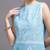 Women sky blue printed cotton kurta