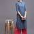 Women blue printed cotton kurta