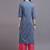 Women blue printed cotton kurta