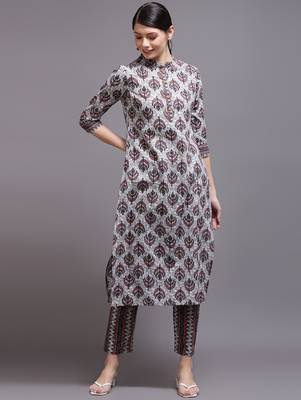 Women pink printed cotton kurta 1