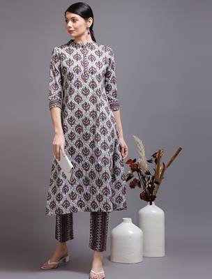 Women pink printed cotton kurta 2