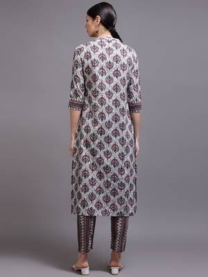 Women pink printed cotton kurta 3