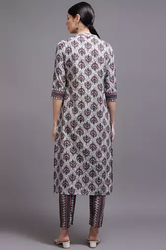 Women pink printed cotton kurta