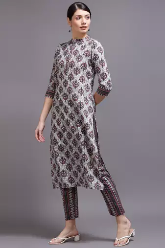 Women pink printed cotton kurta
