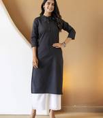 Women blue plain katha kurta