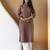 Women brown plain katha kurta