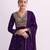 Purple embroidered vichitra semi-stitched anarkali suit