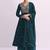 Teal embroidered vichitra semi-stitched anarkali suit